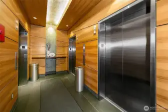 3 fast elevators with warm and inviting vestibules.