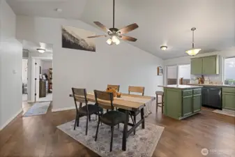 Hall shows a peek into the primary bedroom