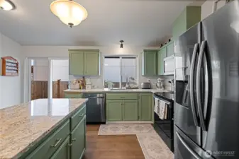 Sliding glass door on the left leads to backyard