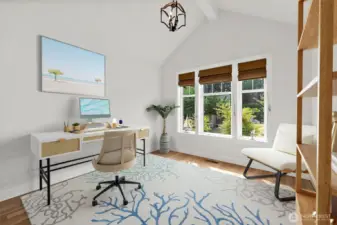 Secondary Bedroom Virtually Staged as an Office.