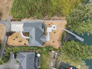 Arial View of Property. Dead End Street Affords Privacy. Private Dock and Fantastic Outdoor Entertainment Areas.