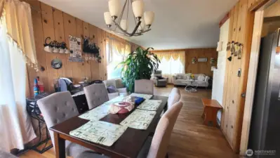 Dining area facing living room