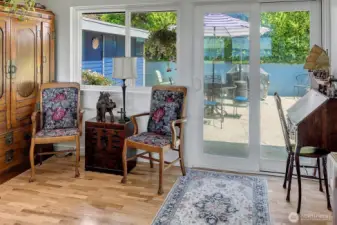 ~slider off living room area leads to back patio