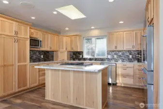 Beautiful hickory cabinets in kitchen