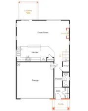 Rendering first floor layout, not of actual home