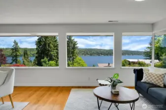 A wall of windows provides ever-changing views and amazing natural light.