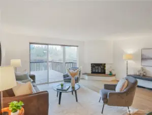 Cozy Wood Fireplace perfect for PNW lakeside  living.