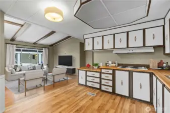 This photo is virtually staged.  You can see how you could arrange seating and the tv.