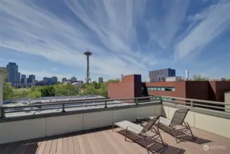 Common rooftop deck with gorgeous views of the Space Needle