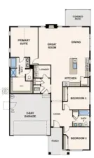 Aurora L garage - 1726sf 3BR 2BA split plan