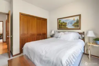 Another view of the first bedroom showing the large closet space.