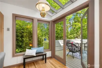 French Doors open to deck from Kitchen eating area!