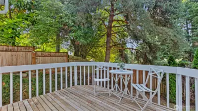 Backyard deck.