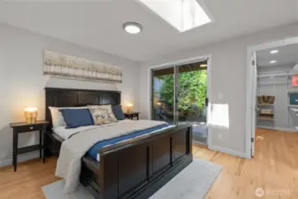 Stamped concrete patio right outside your primary bedroom.
