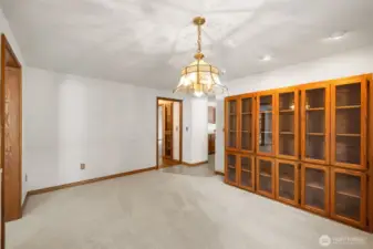 Dining room with Oak China Hutch.