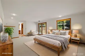 Main Floor Primary Suite, virtually staged.