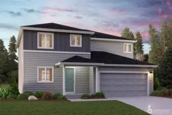 Christy floorplan 2155 sf Elevation B Rendering-Depictions of homes or other features are artist conceptions. Hardscape, landscape, and other items shown may be decoration and not included in the purchase price and availability may vary, not promised. Views may also be altered by subsequent construction, tree growth, and landscaping