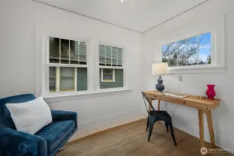 Sunroom makes for great home office or cozy TV room