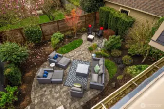 View of manicured backyard