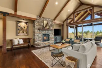 12ft sliding doors lead out to covered deck