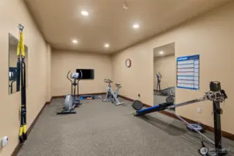 Workout room in basement