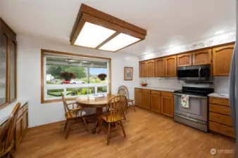 Large kitchen with room for a dining table.