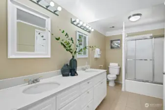 Remodeled bathroom with double sinks!