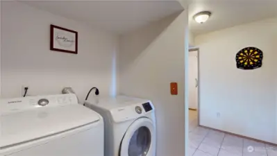 laundry area downstairs.  Next to tons of storage under the stairs