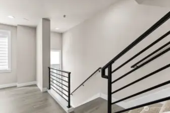 Modern metal railings.