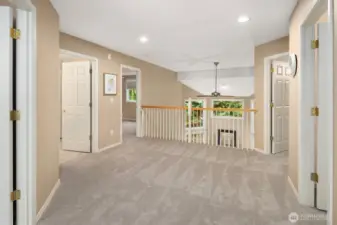 Spacious upper landing that overlooks the living room.