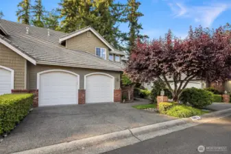 A two-car garage adds convenience.