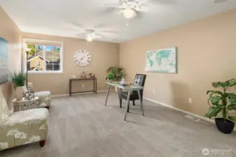 Upper level bonus room offers flexible options.
