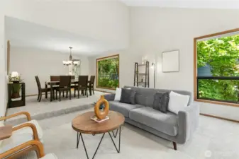 vaulted ceiling over the living room