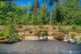 Massive hardscaped area really expands your living spaces, all while overlooking the scenic (and permanent) greenspace.