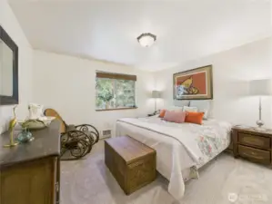 The largest bedroom (#2) has a view of the back yard. Wake up to the birdsong wafting through the air.