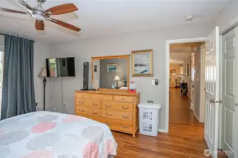 Another view of the primary suite looking into the main living areas.