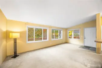 From the kitchen looking into the living room and entry.