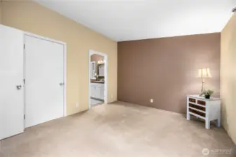 Primary bedroom with walk in closet