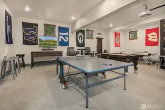 Two car garage converted into game room