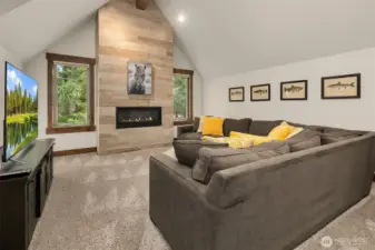 Bonus room with gas fireplace