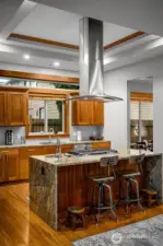 Oversized kitchen island perfect for prep and entertaining.