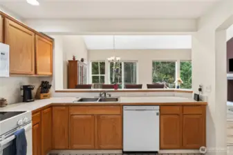 Kitchen view towards the dining area