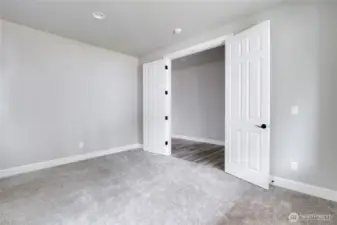 Entryway Office with French doors