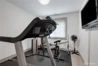 Bedroom used as gym.