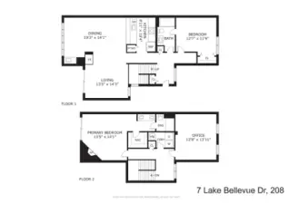 Spacious 2 bedroom, 2 bathroom + office / flex space private end unit