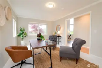 With its generous size and thoughtful storage, this adaptable space invites endless possibilities—whether as a home office, playroom, media room, or with the addition of French Doors...even an additional bedroom.