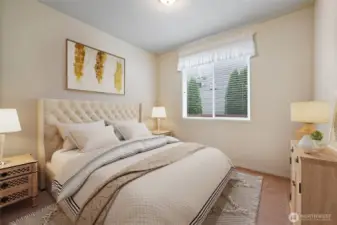 3rd bedroom - Virtually staged. Easily fits a queen size bed