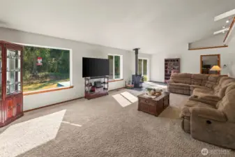 This family room is HUGE! There's a lot you could do with, and within, this space!!