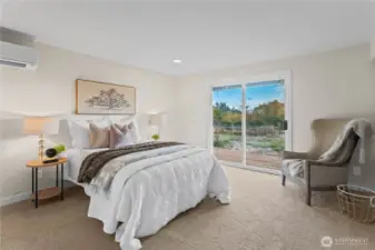 View from primary bedroom over the private deck.