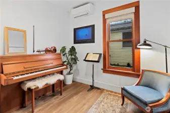 Second main floor bedroom - currently the music room!